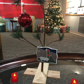 charlie brown tree with ornament
